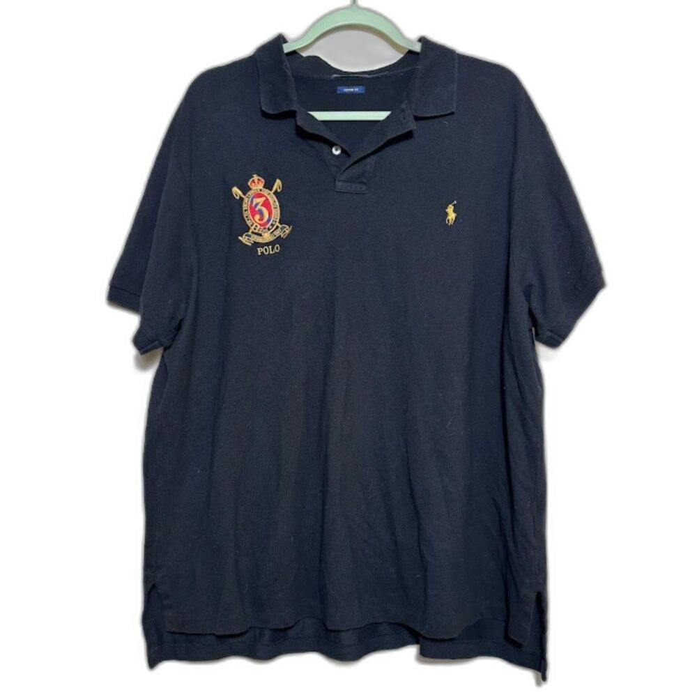 Polo Ralph Lauren Polo Pique Large Crest Emblem Size XXL Black Preppy Classic